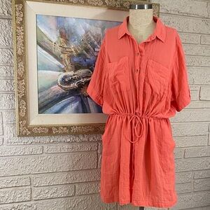 Old Navy Coral Crinkle Gauze Romper